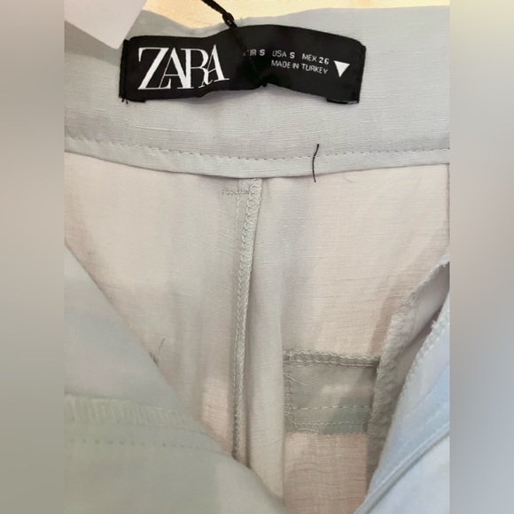 NWT Zara Wide Leg Pleated Trousers in Light Blue Sz S - Picture 7 of 8